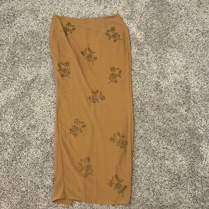 oh polly brown floral maxi skirt